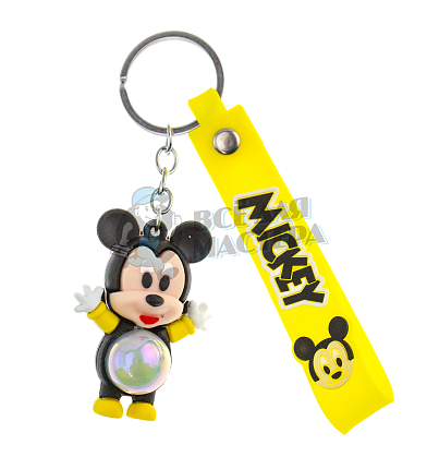 Брелок для ключей светящийся "Микки Маус" цв. черный + ремешок