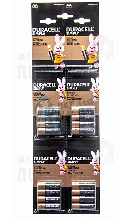 Батарейка DURACELL LR6  4*4 BL16 отрывной  (16/208/18304)