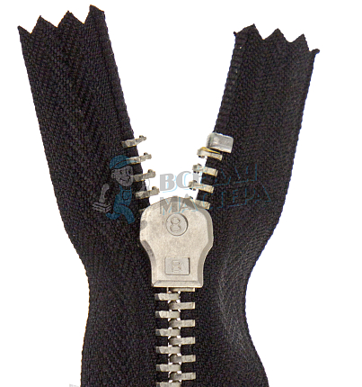 Молния металлическая тип 8 16см н/р, цв. черный 322, зв никель