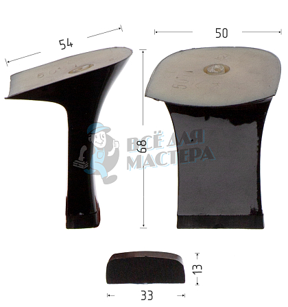 Каблуки ABS (5061) черн.лак. 6,5 см - Чертеж