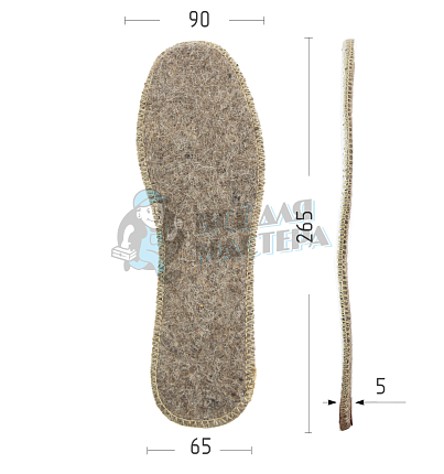 Стельки войлочные фольга гофр (В04) р.43