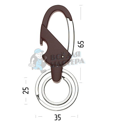 Карабин овальный с двумя кольцами для ключей и открывашкой
