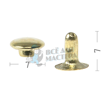 Хольнитены №33. 7х7мм, односторонний, сталь, цв. золото