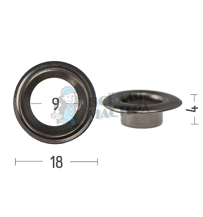 Люверсы №24, 9мм, сталь, цв. никель темн.