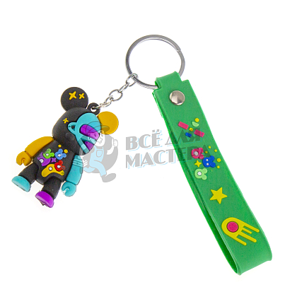 Брелок для ключей "Мишка Бербик" + ремешок, цв.бирюзовый