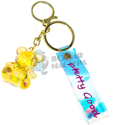 Брелок для ключей "Мишка" + карабин, цв.желтый