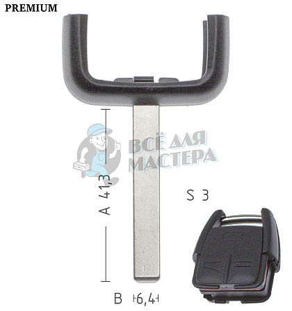 Лезвие TP00OP-11.TL2 HU100 T00HF66P рога(корот. ушки) КНР   OPEL - Чертеж