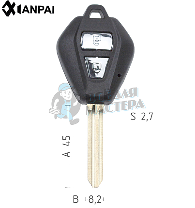 Заготовка ключа TY37P/ISU7P  ISU-3DP  TOY43RP  TY51LP 2 кнопки ISUZU КНР