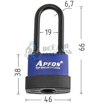 Навесной замок БУЛАТ 45мм (длинная дужка)