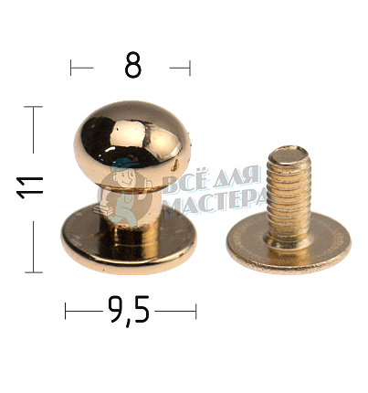 Кнопка кобурная Realtex цв.золото 8*11*9,5мм