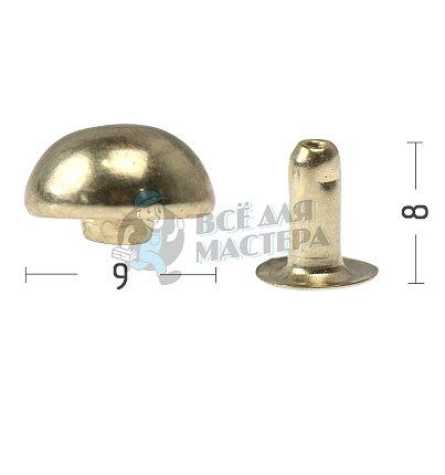 Хольнитены 9х8мм, сфера, односторонний, цв. золото