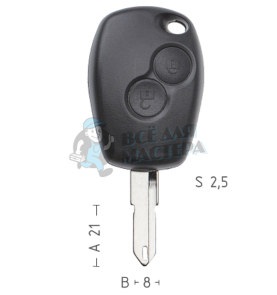 Корпус ключа NE38 NE73 NE79P49 2 кнопки круглые RENAULT // КНР