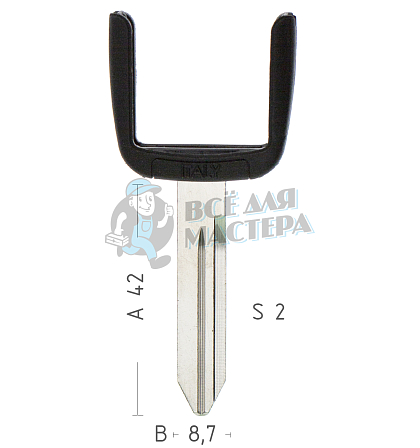 Лезвие Y160U рога п/чип Chrysler, Dodge, Jeep - Чертеж