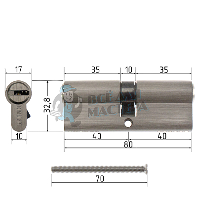 Цилиндровый механизм Стандарт МАХ 80 (40х40) SN