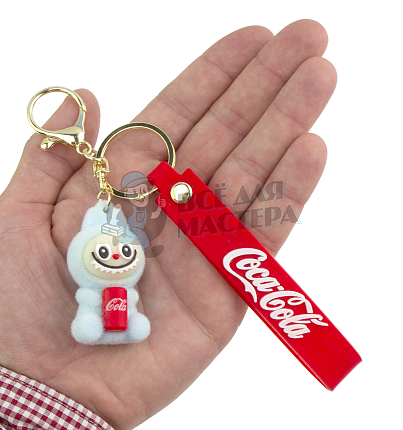 Брелок для ключей "LABUBU" с колой, + карабин, цв. голубой 
