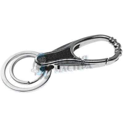 Карабин с двумя кольцами для ключей чёрный