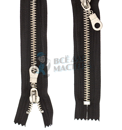 Молния металлическая тип 8 16см н/р, цв. черный 322, зв никель