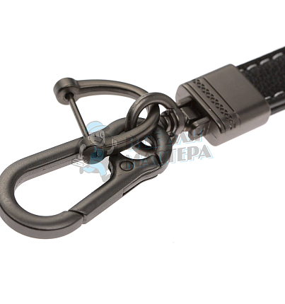 Кожаный брелок для ключей с карабином, черный