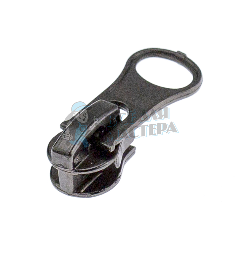 Бегунок для спиральной молнии, тип 5, автомат ГРУША, цв.темный хром