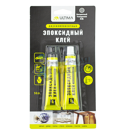 Клей ЭПОКСИДНЫЙ ULTIMA БЕСЦВЕТНЫЙ флакон 2 тюбика по 7 г. арт. ULTEp7_01