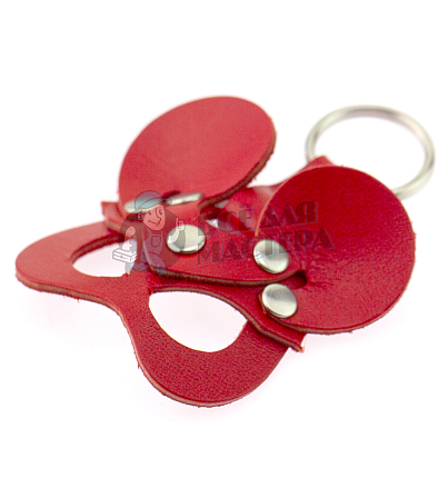 Брелок кожаный Мышка, цв.красный