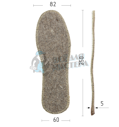 Стельки войлочные фольга гофр (В04) р.40