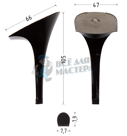 Каблуки ABS (6307) черн.лак. 10,5 см - Чертеж