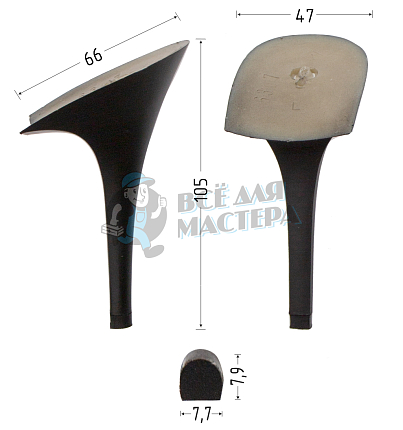 Каблуки ABS (6307) черн.мат. 10,5 см