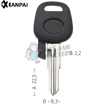 Заготовка ключа TP00DAE3DP1  T00DW2RP  DWO4RTE CHEVROLET  КНР - Чертеж