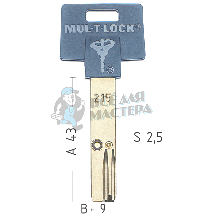 Mul-T-Lock: Профиль 215g Original "INTERACTIVE" - Чертеж