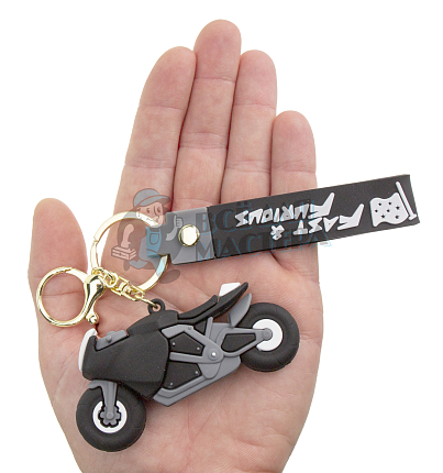 Брелок для ключей "Мотоцикл F&F" цв.черный + карабин