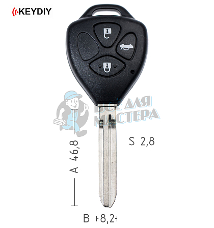 Ключ серии B в стиле TOYOTA для KD900 без встроенного чипа КНР // - Чертеж