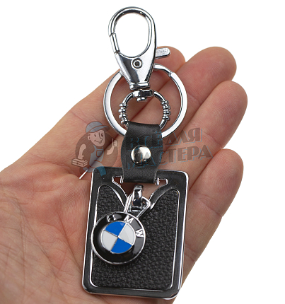 Авто карабин с кольцом для ключей BMW (рифленая)