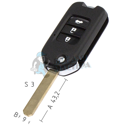 Корпус выкидного ключа HOND-31 HON66 HD58 3 кнопки  HONDA КНР