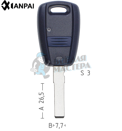 Корпус ключа FI-16 SIP22 GB18 1 кнопка КНР   FIAT - Чертеж