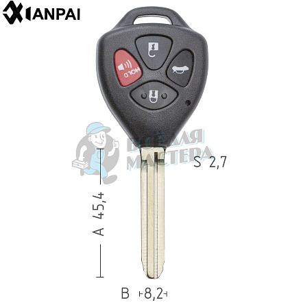 Корпус  Toyota TOYO15P 3+1кн.(с красн.кн)корп.дист.кл. КНР - Чертеж