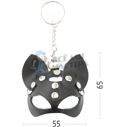 Брелок Кошечка прокрашенный на цепочке с кольцом, цв.черный