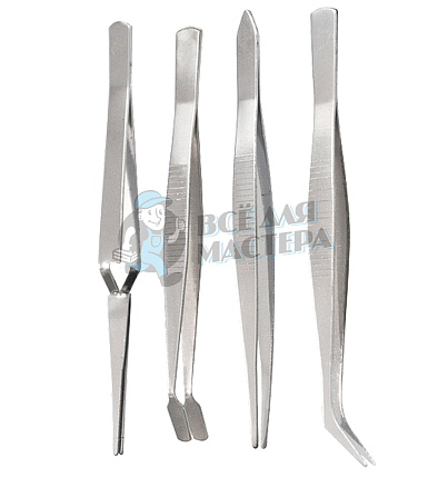 Набор пинцетов из нержавеющей стали, 4 шт.// Sparta