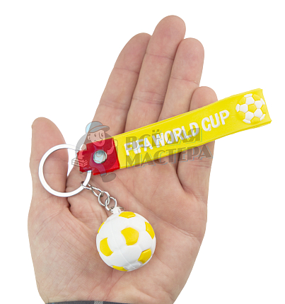 Брелок для ключей "Футбольный мяч" + ремешок, цв.желтый