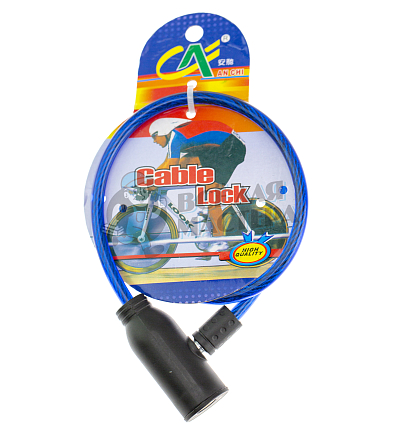 Замок для велосипеда, 60см, тонкий, "AJ", цв.синий