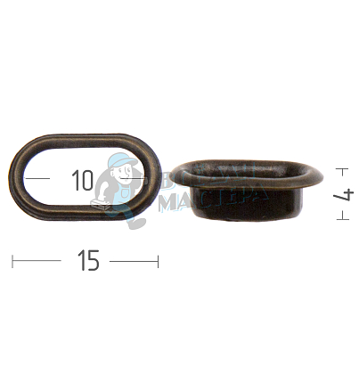 Люверсы овал, 10мм, сталь цв. антик