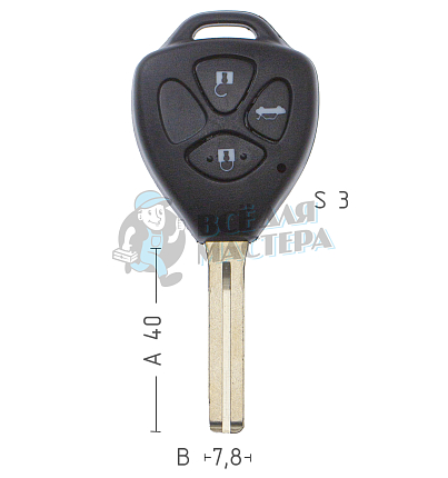 Корпус ключа TOYO-30.P1 TOY48 TY47P80 3 кнопки 2 TOYOTA // КНР