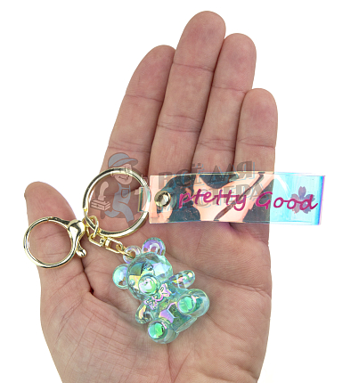 Брелок для ключей "Мишка" + карабин, цв.бирюзовый