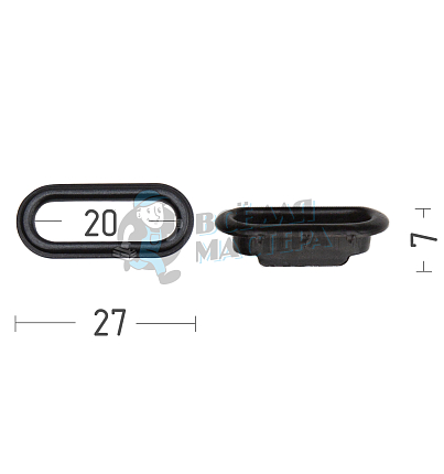 Люверсы овал, 20мм, сталь цв. оксид
