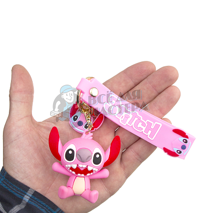 Брелок для ключей Стич, + карабин, цв.розовый