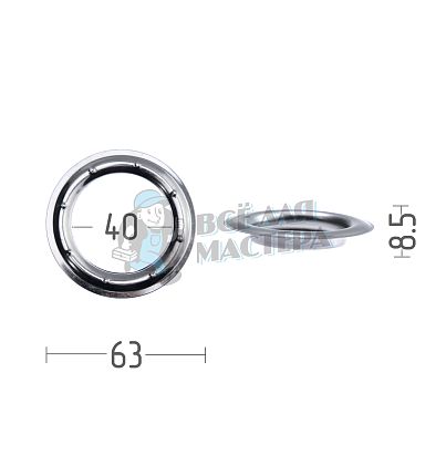 Люверсы №66 40мм латунь цв никель тем