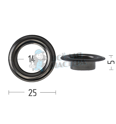 Люверсы №27, 14мм, сталь, цв. никель темн.