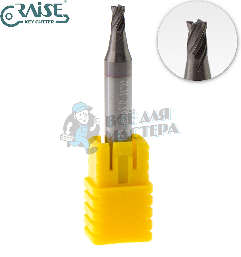 Вертик.фреза RAISE EW6030-4F ф3,0мм CARBIDE (ф3,0Х6Х40X4F)								