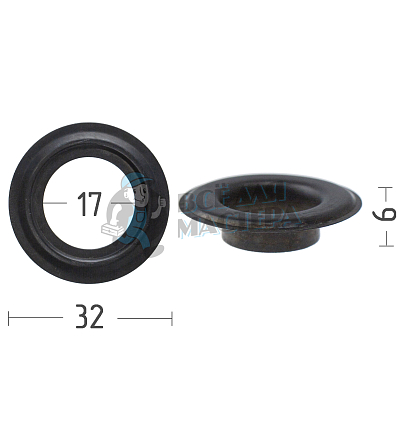 Люверсы №31, 17мм, сталь, цв. оксид