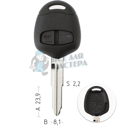 Корпус ключа MLMIT8DP3  2 кнопки Mitsubichi 
